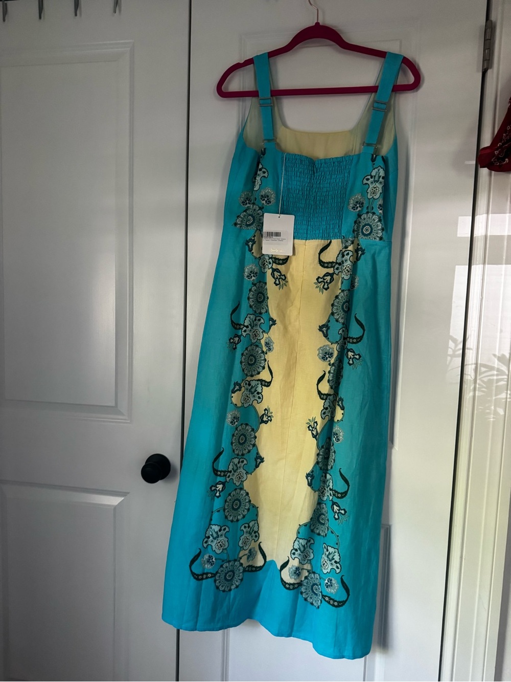 NWT Anna Carte Turquoise and Yellow Floral Linen Midi - Picture 6 of 9